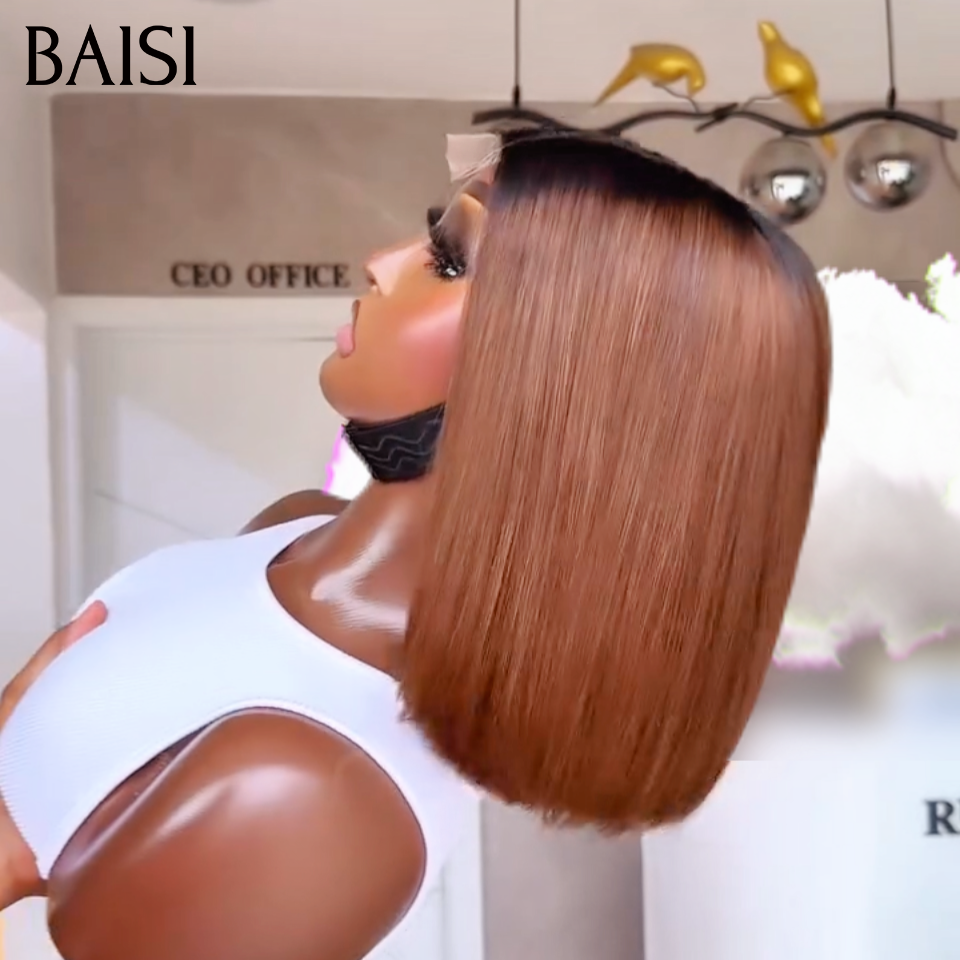 BAISI HAIR FR Peruca 4X4 quadrada lisa, metade do preço, na cor preto castanho 1BT4# em 100% cabelo humano verdadeiro