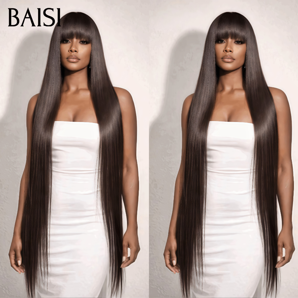 BAISI Acheter 30 pouce + 1 Gratuite  ou Acheter 22 pouce + 1 Gratuite ou Acheter 16 pouce + 1 Gratuite sans colle sans lace facile à porter vrais cheveux humain