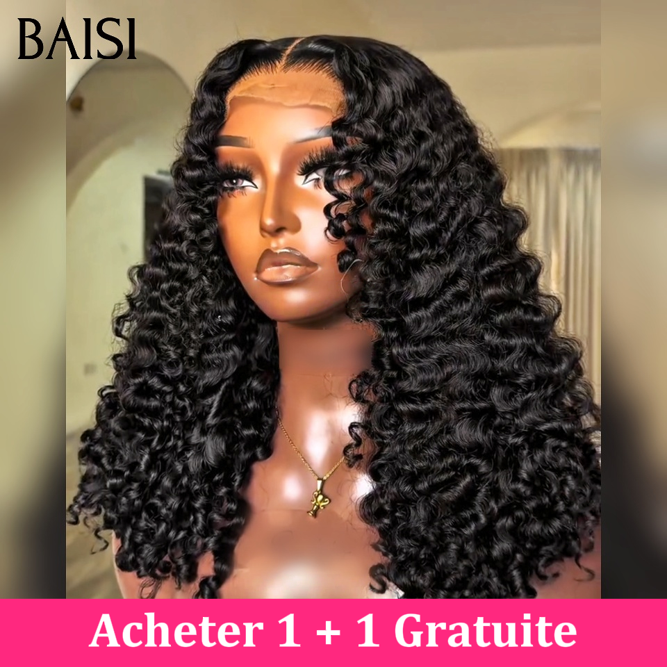BAISI Acheter 30 pouce + 1 Gratuite  ou Acheter 22 pouce + 1 Gratuite ou Acheter 16 pouce + 1 Gratuite sans colle sans lace facile à porter vrais cheveux humain