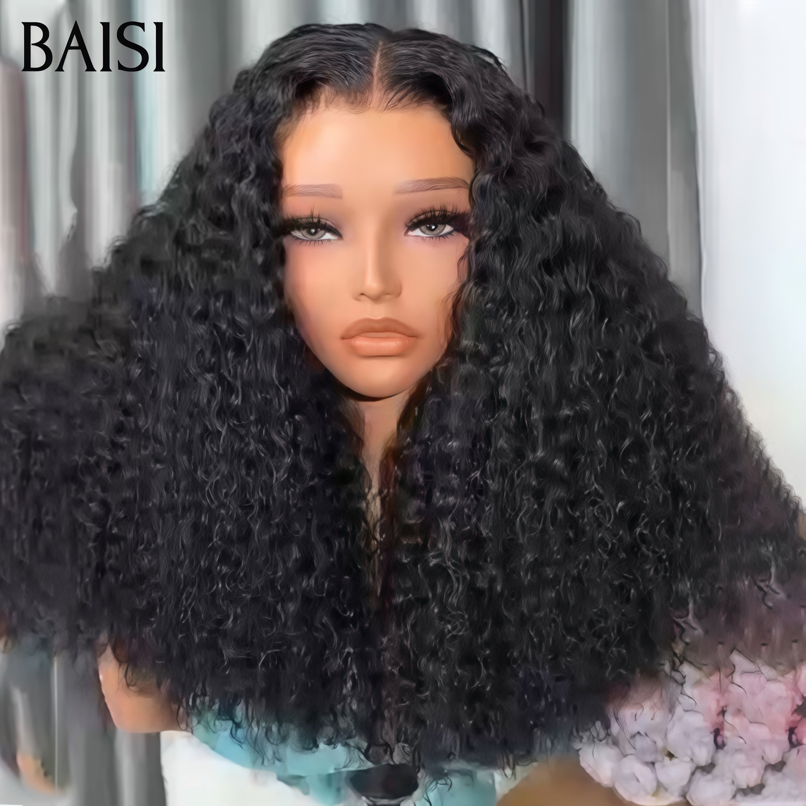 Parrucche di lusso BAISI a forma di uovo con frangia, realizzate con capelli doppiamente stirati con riga centrale naturale, densità del 300%