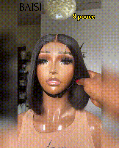 BAISI Parrucche di lusso Vietnam Hair 2X6 Lace Straight Black BOB Parrucca in capelli umani al 100% Vietnam Hair Densità del 300% oltre 20 anni di utilizzo
