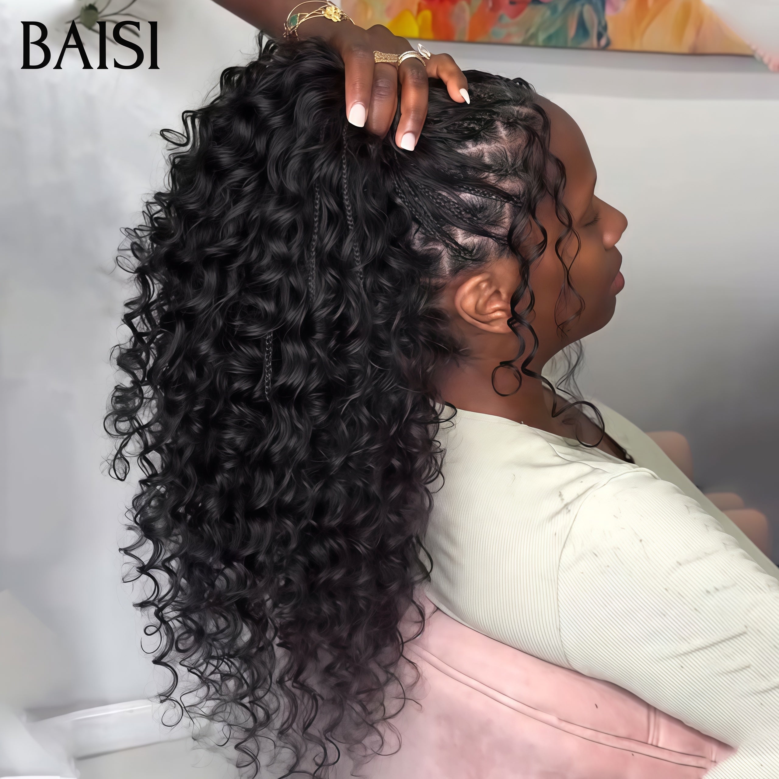 BAISI Nouvelle Arrivée Promo 169€ avec coiffure tressée natte Longue 100% cheveux humains base extension manuel semi-humains hair coiffure naturel