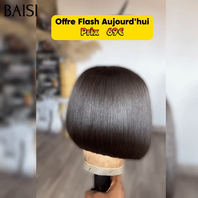 BAISI Offerta Flash 100% capelli Vietnam SDD BONE STRAIGHT 2X6 Parrucca BOB in pizzo Nero Dritto 8 pollici € 69 Densità 300% VIP100