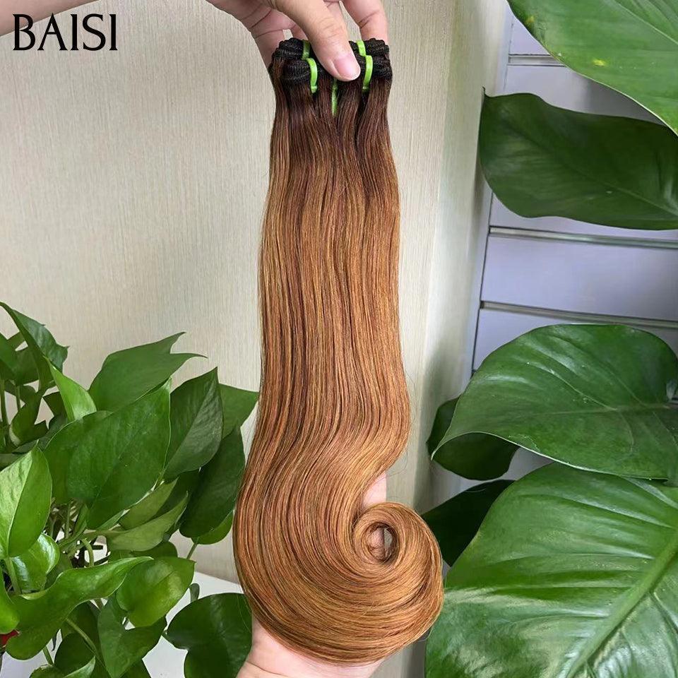 BAISI 15A Grade 3 Boules de Tissages Cheveux Vierges 100% Vietename Hair Double Drawn Fumi Hair hook straight Lisse Color 4#30#