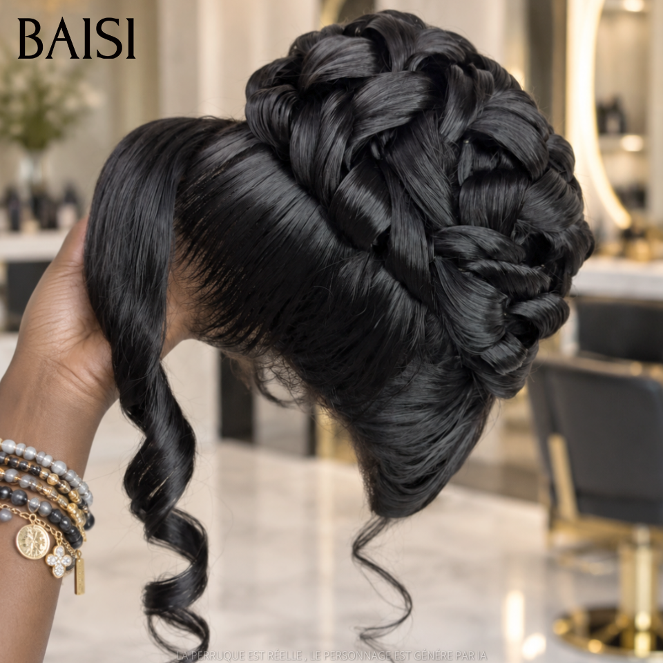 BAISI 13x4  Lace Perruques Mariage Prête à porter  288€  Coiffure de luxe Carmella chignon et personalisation comme sur la vidéo 100% identique pour mariage ou événement spécial