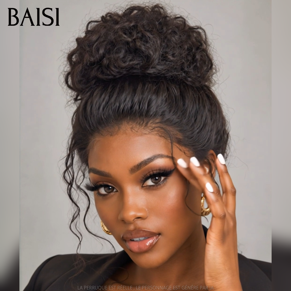 BAISI 13x4 Lace Perruque Curly Wave Déjà Coiffée Couleur Noir 1B# 18Pouces 148€ Très Bonne Qualité 100% Identique en 100% Cheveux humains
