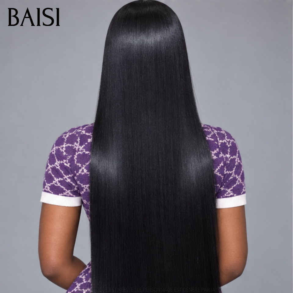 BAISI 13x4 Lace Frontal Perruque Lisse NOIR  24 pouce 129€ +1 FER en 100% Cheveux Humains