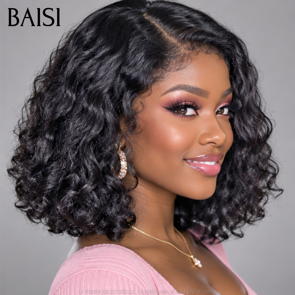 BAISI 13X4 HD lace curly wave en haut de gamme avec Baby Hair Pré-plucked Sans Colle en 100% Raw Hair Lace déjà couper