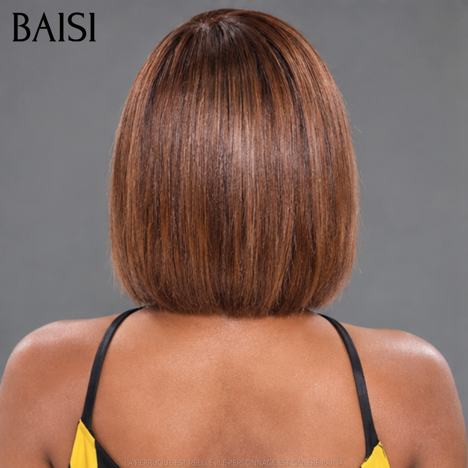 BAISI 13X4 Perruque Bob Lisse En Marron #4 Pré-plucked Pas Besoin de Colle en 100% Raw Hair Lace déjà couper