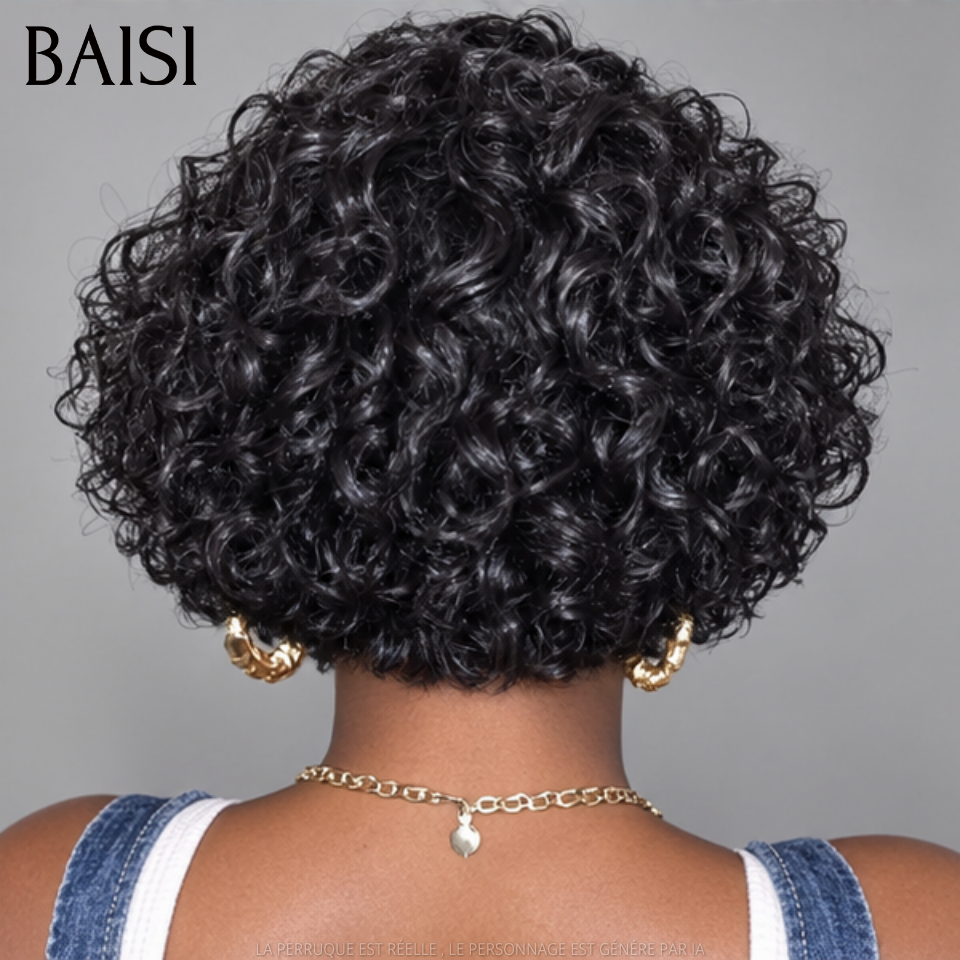 OFFRE FLASH Prêt à porter 58€ Perruque pixie curly wave NOIR Fabriqué à la Machine ou lace frontal curly wave 78€ Promotion en 100% Cheveux Humains