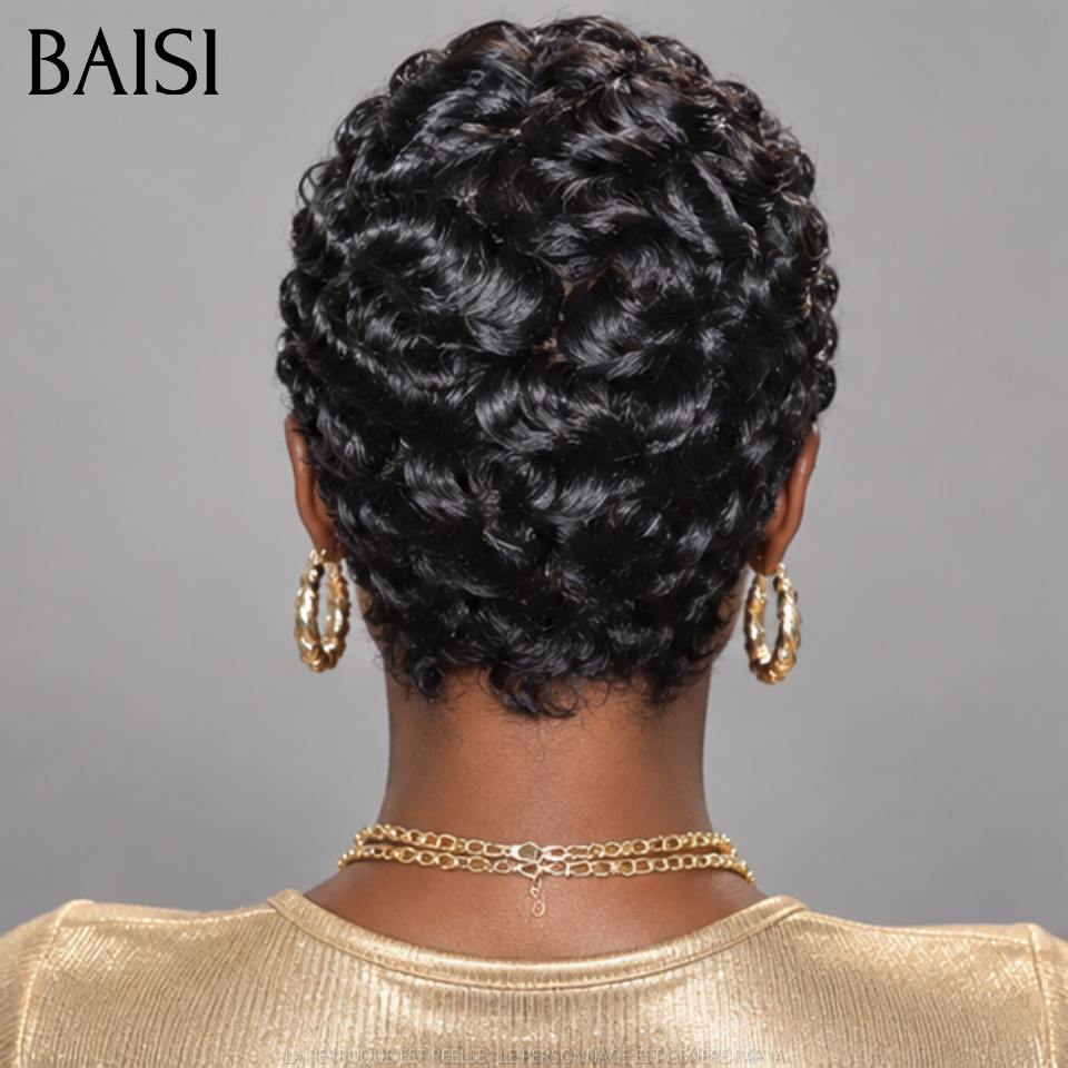 BAISI Perruque pixie chioma OFFRE FLASH 38€ Fabriqué à la Machine Promotion ou Chioma Frontale 68€ en 100% Cheveux Humains