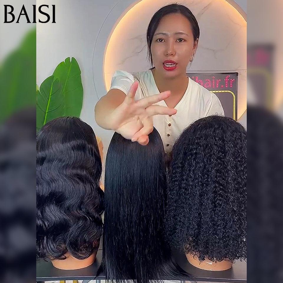 BAISI Conjunto de 3 perucas 4X4 lace 18 polegadas, liso, cacheado e body wave em 100% cabelo humano verdadeiro 199 euro FR38