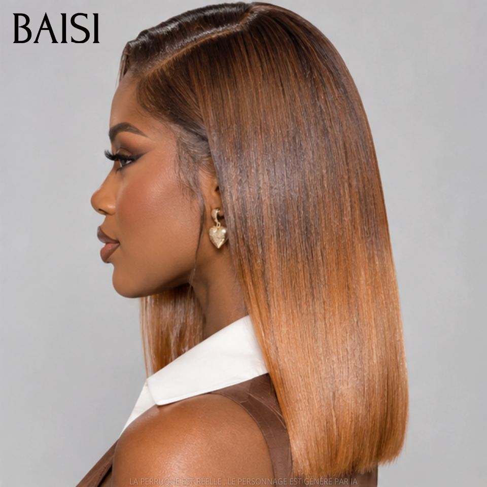 BAISI 2x6 lace ou 4x4 Lace Perruque Bob Lisse 10 Pouces En couleur noir et marron 1BT4# PROMO 85€ en France 100% Cheveux Humains