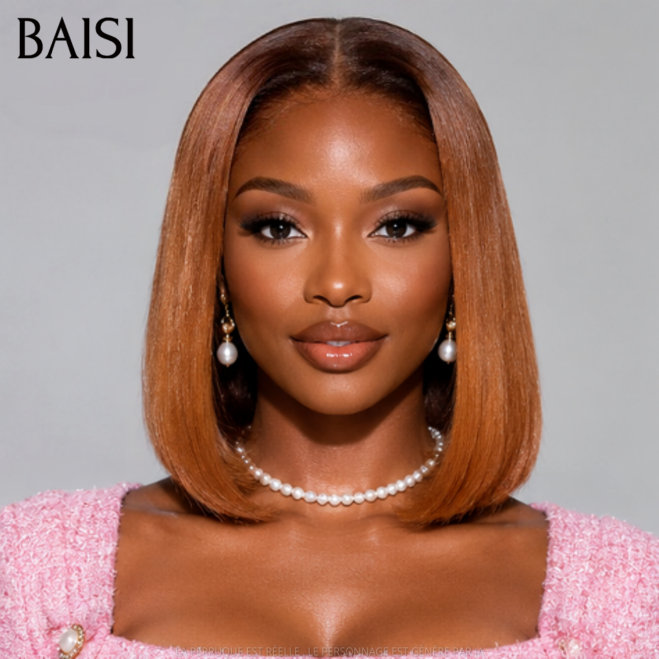BAISI 2x6 Lace closure Perruque Lisse DE luxe Bob 100% Vietname Hair Couleurs Marron SDD BONE STRAIGHT En 100% Vrais Cheveux Humains