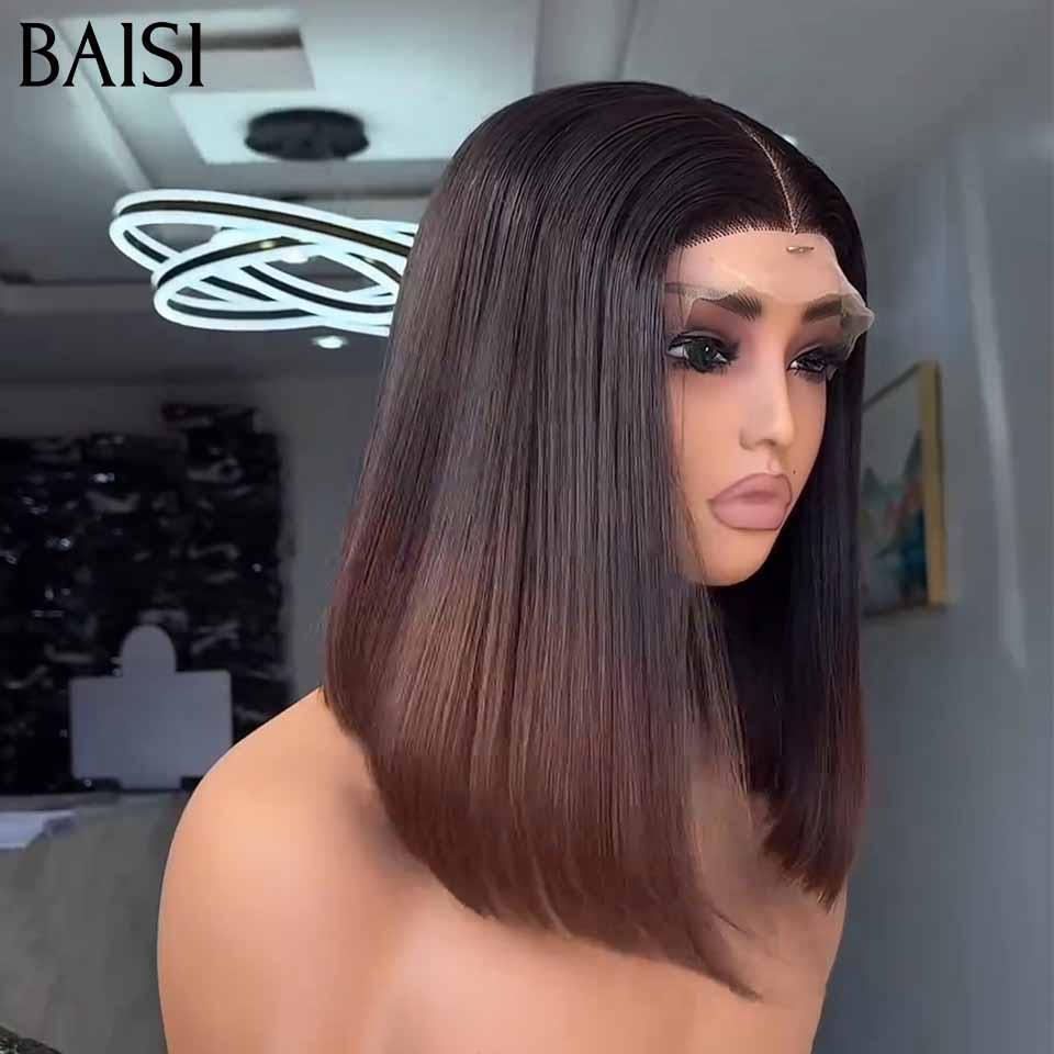 Parrucca Bob diritta BAISI 2X6 in marrone # 1BT4 capelli vietnamiti lusso densità 250% 12 pollici in capelli umani al 100%