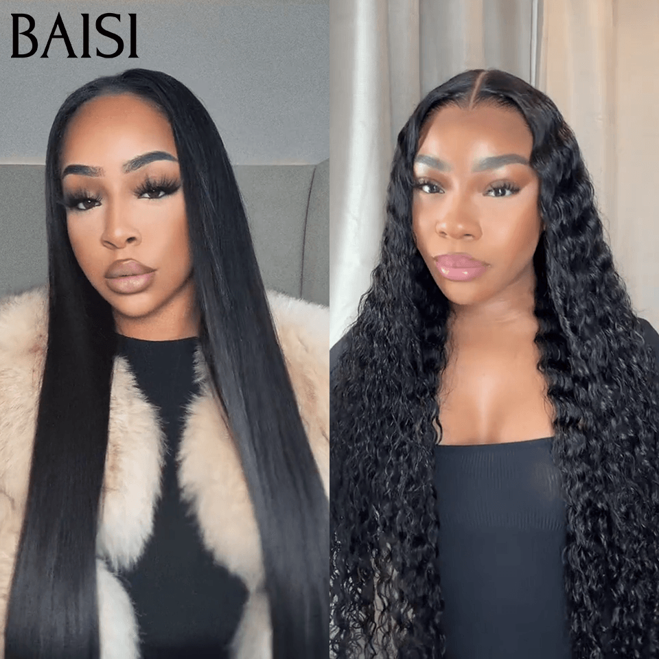 BAISI vendita flash 2 parrucche 270€ 4x4 curly wave e 13x4 liscia 12 pollici o 2 parrucche 349€ 13X4 lace 20 pollici curly e liscia metà prezzo in 100% veri capelli umani mp50
