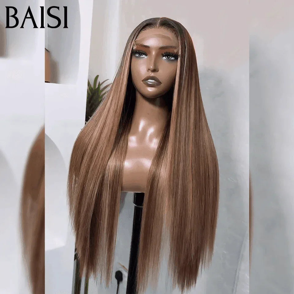 BAISI 4x4 Lisse marron mixte miel 4#27# 250% densité en 100% Cheveux Humains