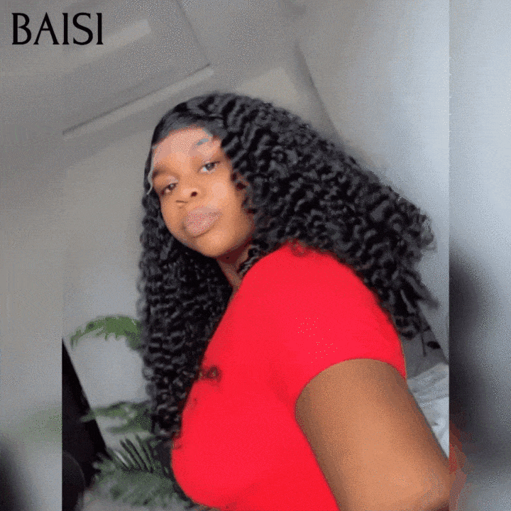 BAISI 4X4 Perruques de Luxe Volume 250% densité noir Curly Wave double drawn mèches vièges  en 100% Cheveux Humains