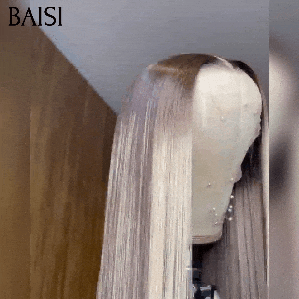 BAISI Collection Poivre et Sel 13x4 Perruque En couleur personnalisées Grise mixte 70#  Lisse Sans Colle Lace déjà couper Facile à Porter en 100% Cheveux Humains B
