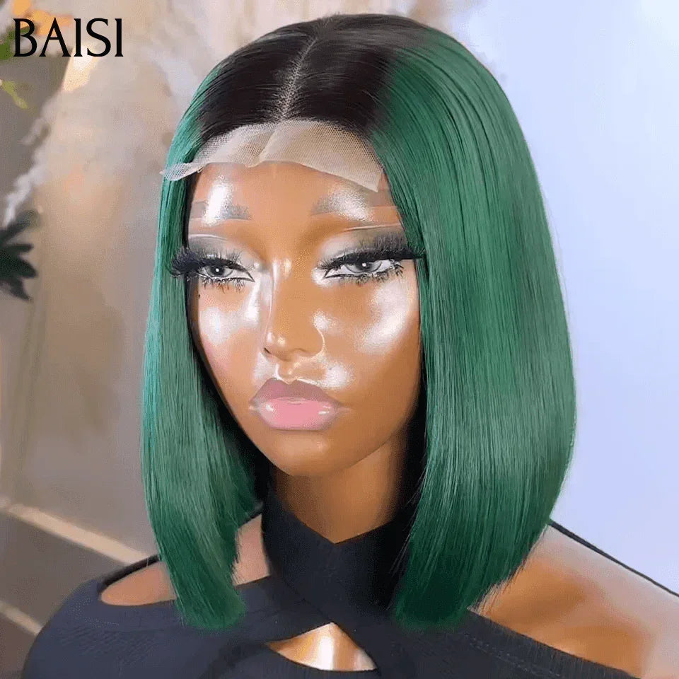 BAISI 100% Vietnam Hair SDD BONE STRAIGHT 2x6 Parrucca in pizzo Colore dritto NERO e verde In capelli umani al 100%