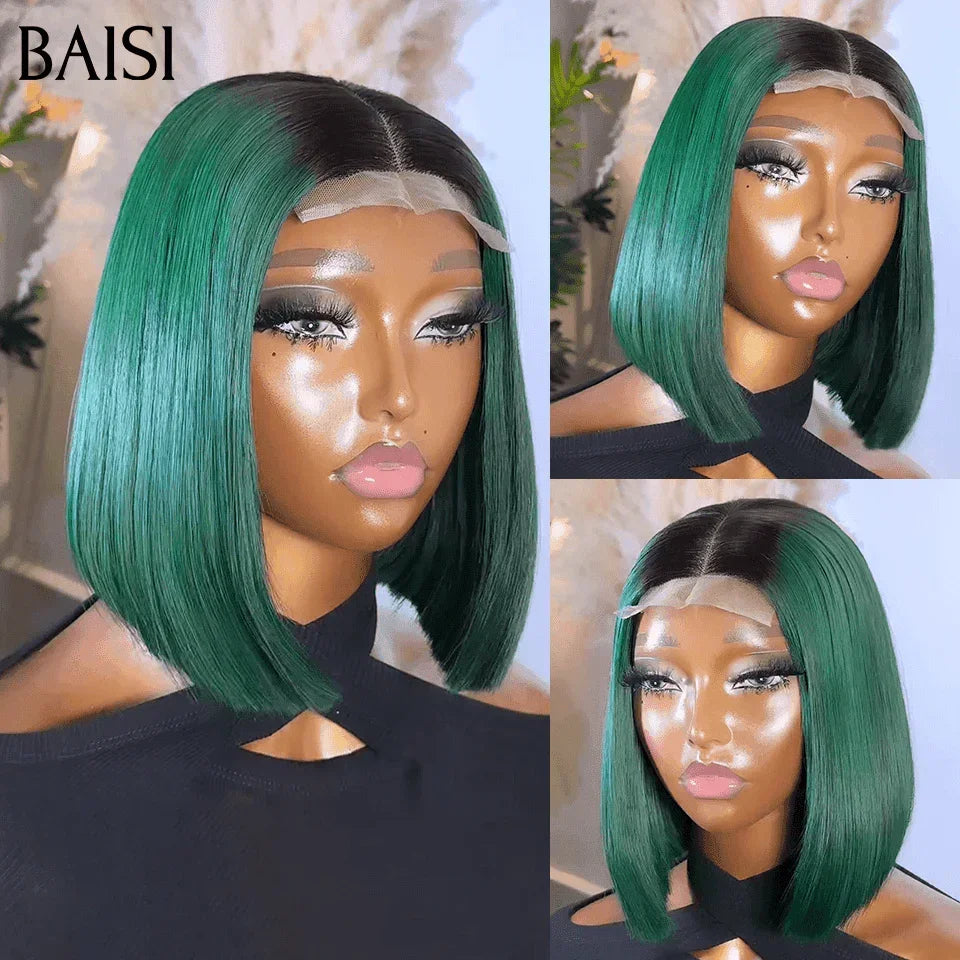 BAISI 100% Vietnam Hair SDD BONE STRAIGHT 2x6 Parrucca in pizzo Colore dritto NERO e verde In capelli umani al 100%