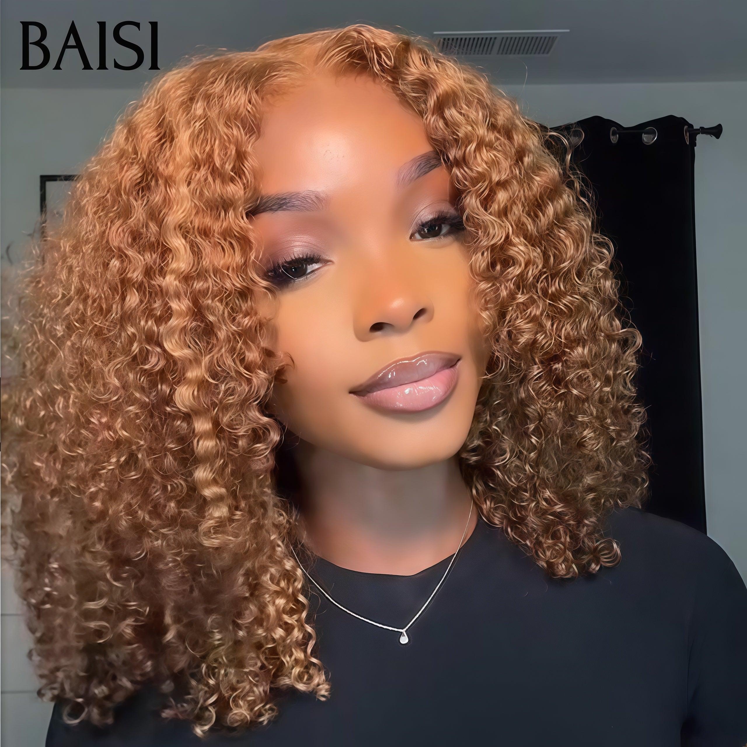 BAISI 4X4 Perruques de Luxe water Wave 145€ en Couleur 4#Mix30# 250% densité  14 Pouces en 100% Cheveux Humains B