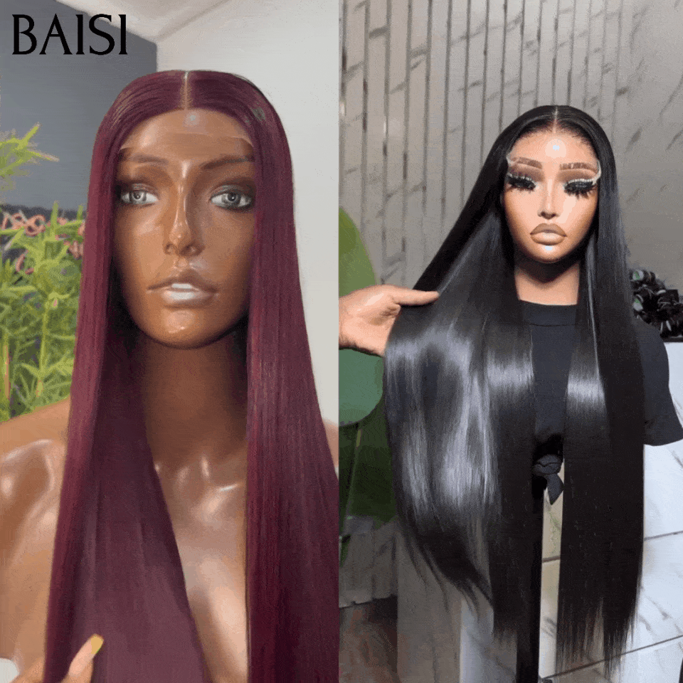 BAISI 2 parrucche 100% Vietnam Hair 4X4 lace Liscio nero e 99J# di lusso metà prezzo 259€ 250% densità in 100% capelli umani MP50