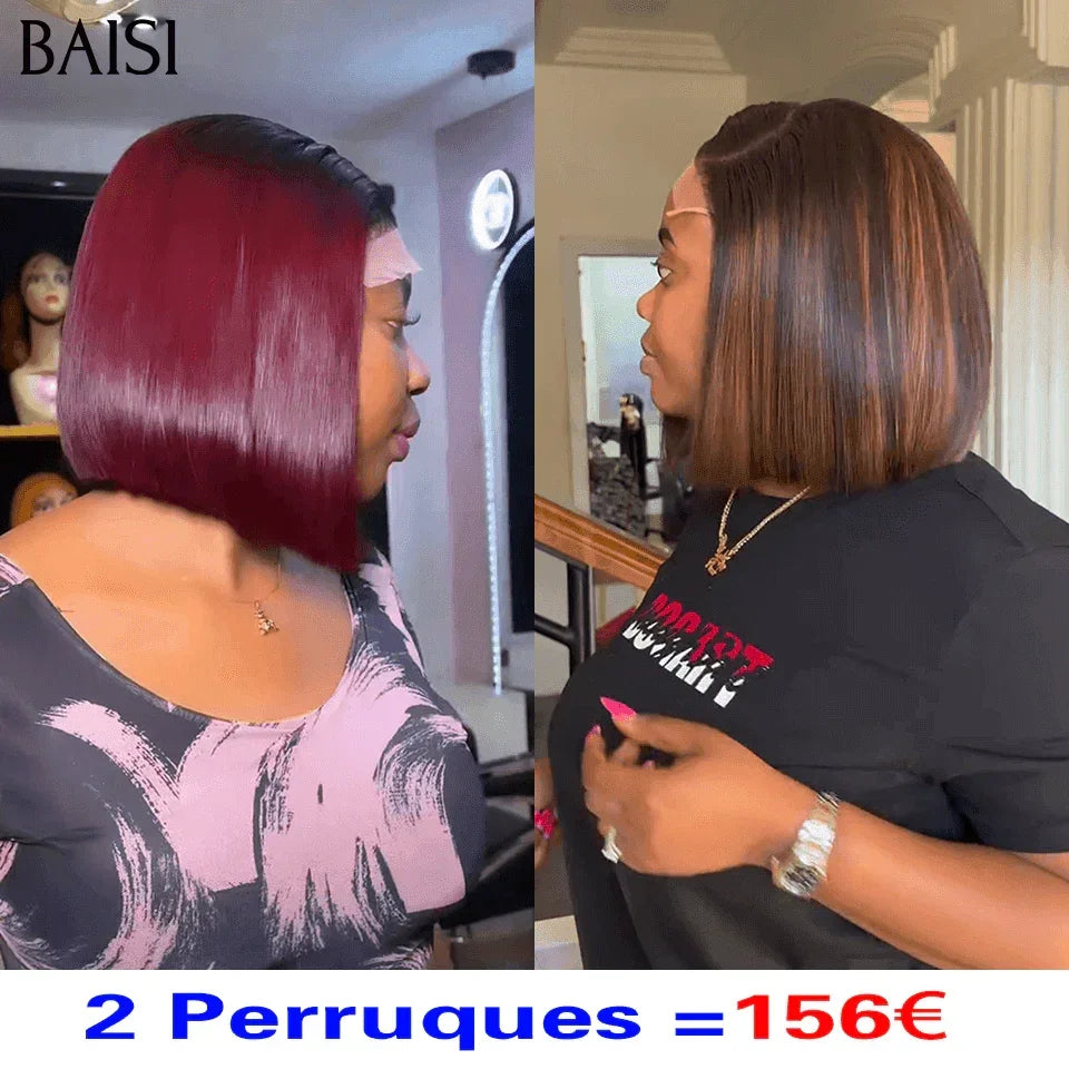 BAISI 2 perucas 156€ 4X4 renda de luxo SDD BONE STRAIGHT 100% cabelo Vietnam liso 8 polegadas em 100% cabelo humano a metade do preço FR38