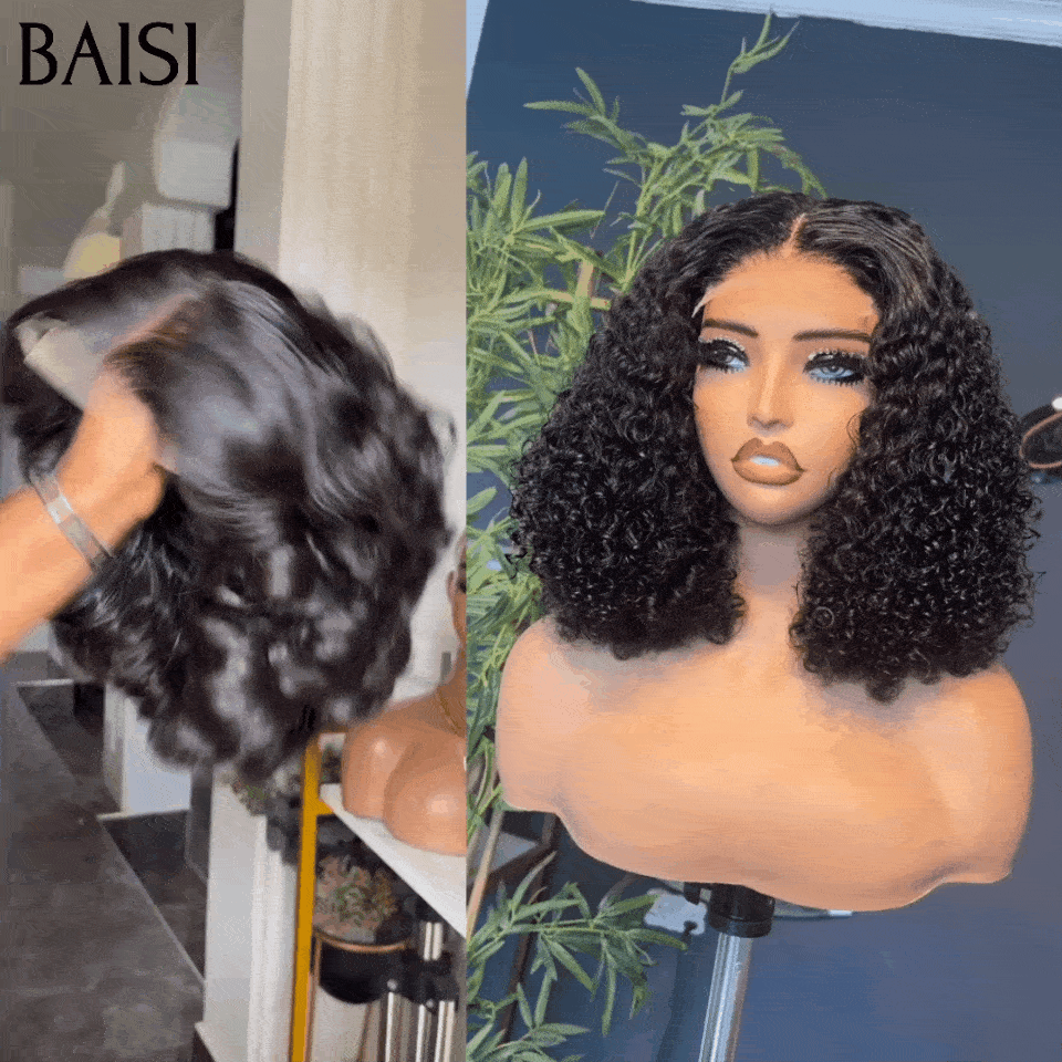 BAISI Promo caracóis 74€ LOTE de 2 perucas a metade do preço 150€ com lace 4X4, curly wave 14 polegadas e egg wave 10 polegadas em 100% cabelo humano