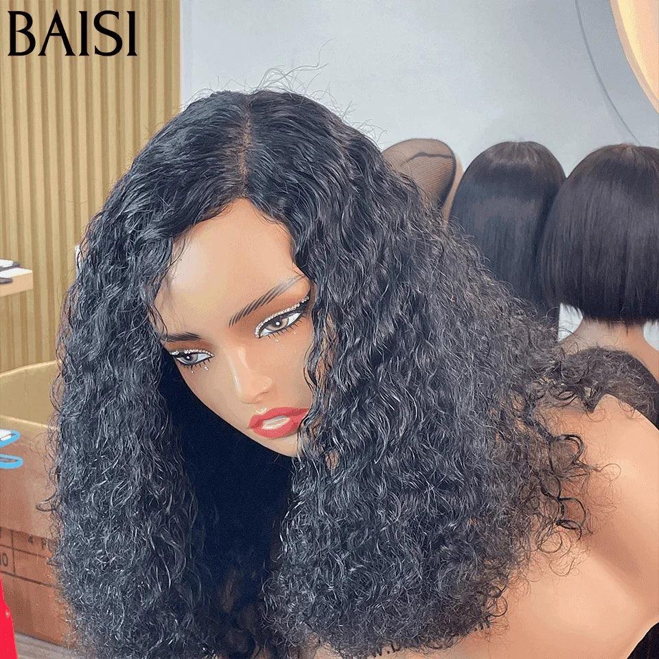 BAISI 5X5 Wigs 18 inches 139€ Luxury Volume 300% density black Curly Wave double drawn virgin strands in 100% Human Hair FR38