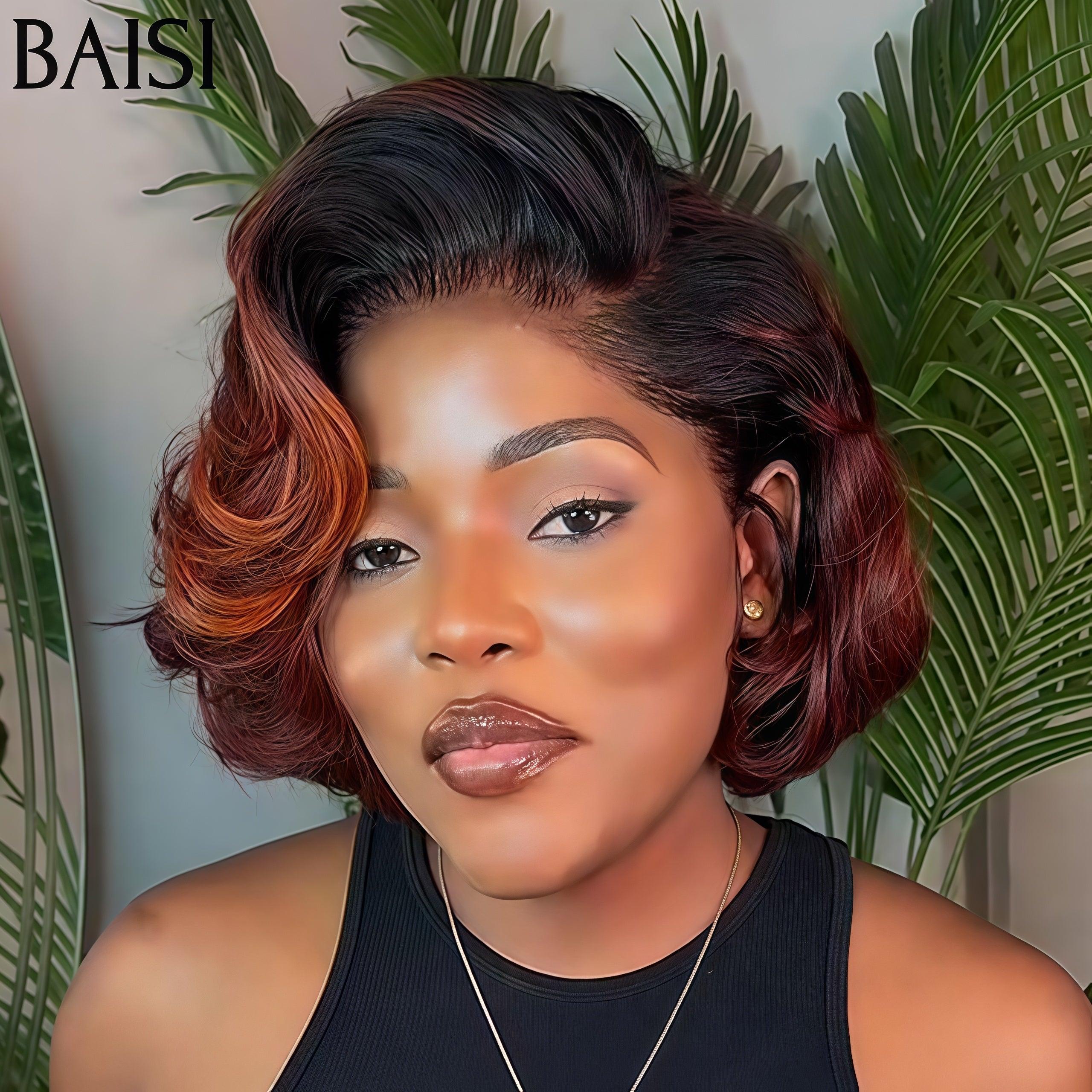 BAISI Pixie Wig Custom Colors In Color 1BT-4#350# €66 in 100% Human Hair FR38
