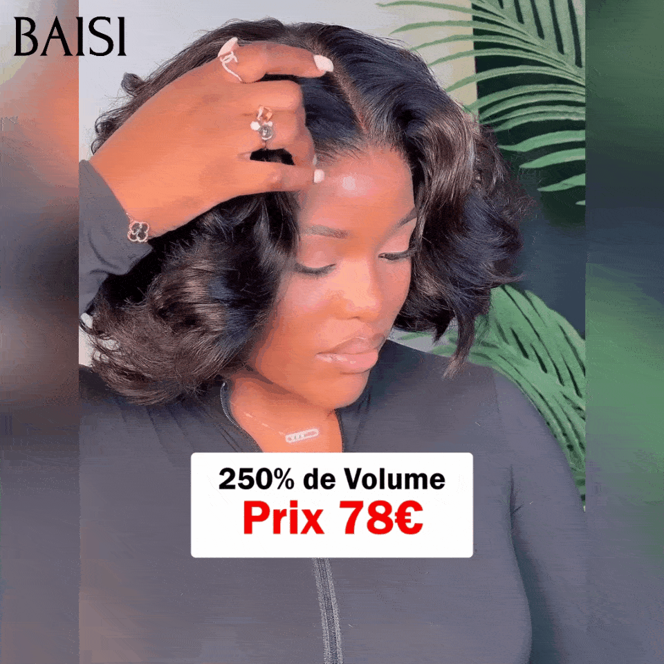 Parrucca BAISI 13X4 Pixie Egg Curls 1B# €78 250% Alta Densità Personalizzata in Capelli Umani al 100% F-026 BS65