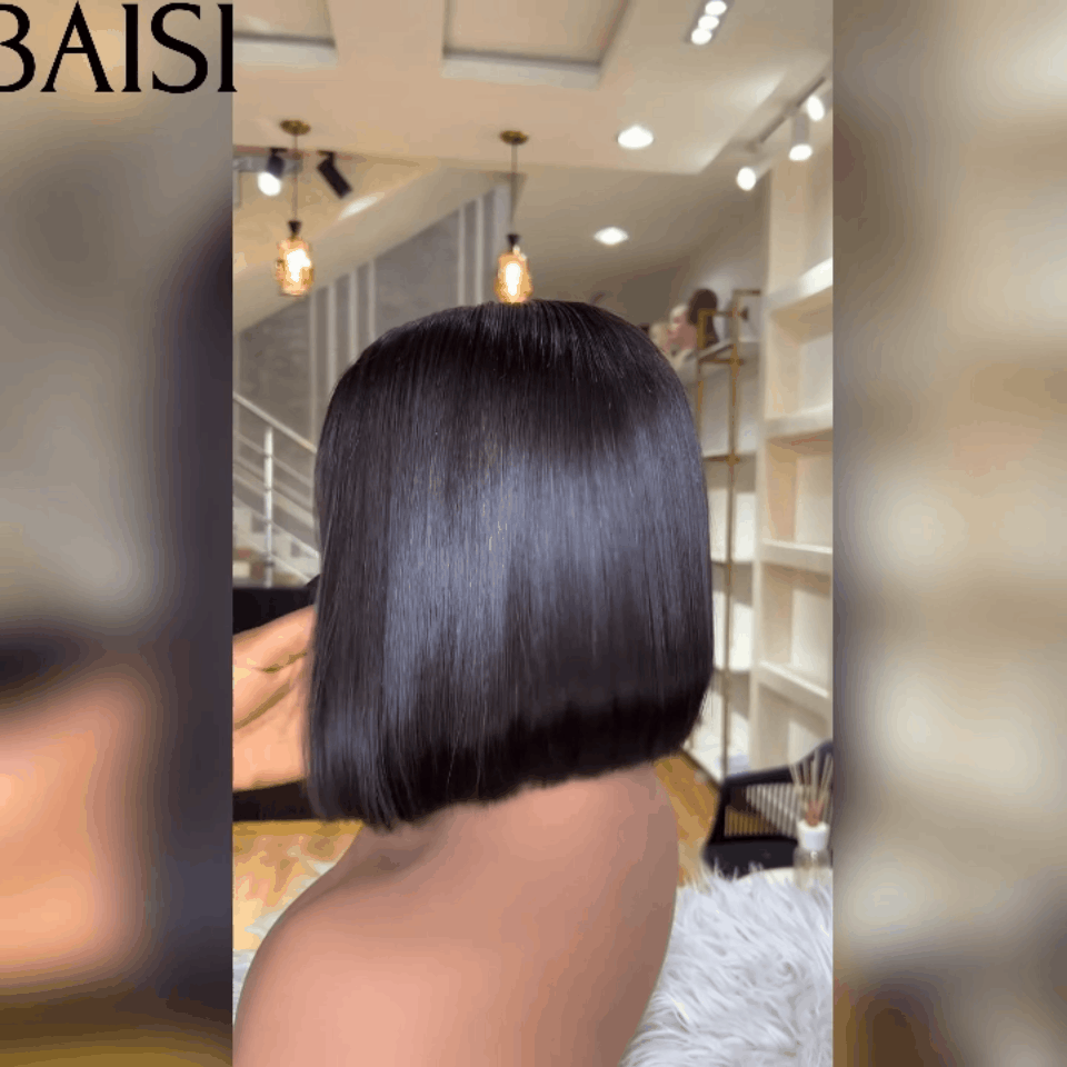 BAISI Perruques 10 POUCE 76€ 13X4 lace raw hair ou de Luxe 2X6 Lace Perruque BOB Noir Lisse 8 Pouce 75€ en 100% Cheveux Humains Vietnam Hair 300% densité plus de 20 ans d' utilisations