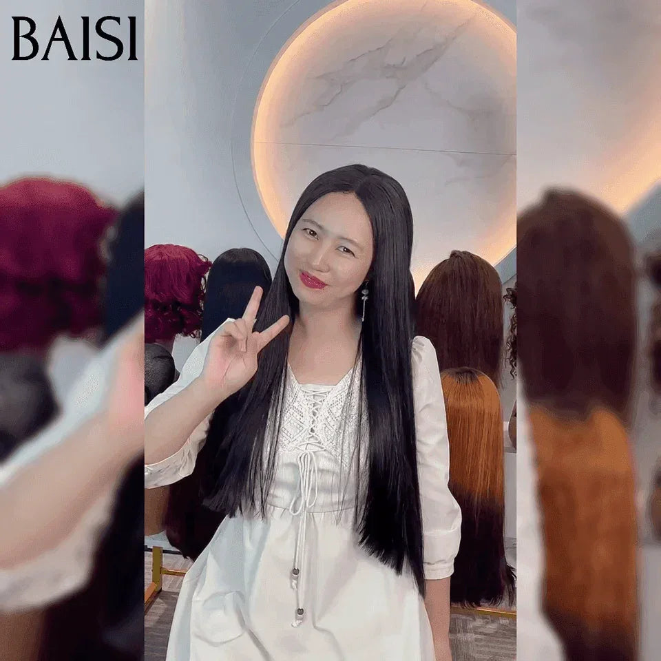 Parrucche di lusso BAISI Parrucca diritta con chiusura in pizzo 2x6 In capelli umani al 100% Capelli del Vietnam Densità del 300% oltre 20 anni di utilizzo B
