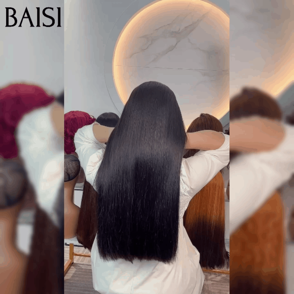 Parrucche di lusso BAISI Parrucca diritta con chiusura in pizzo 2x6 In capelli umani al 100% Capelli del Vietnam Densità del 300% oltre 20 anni di utilizzo B