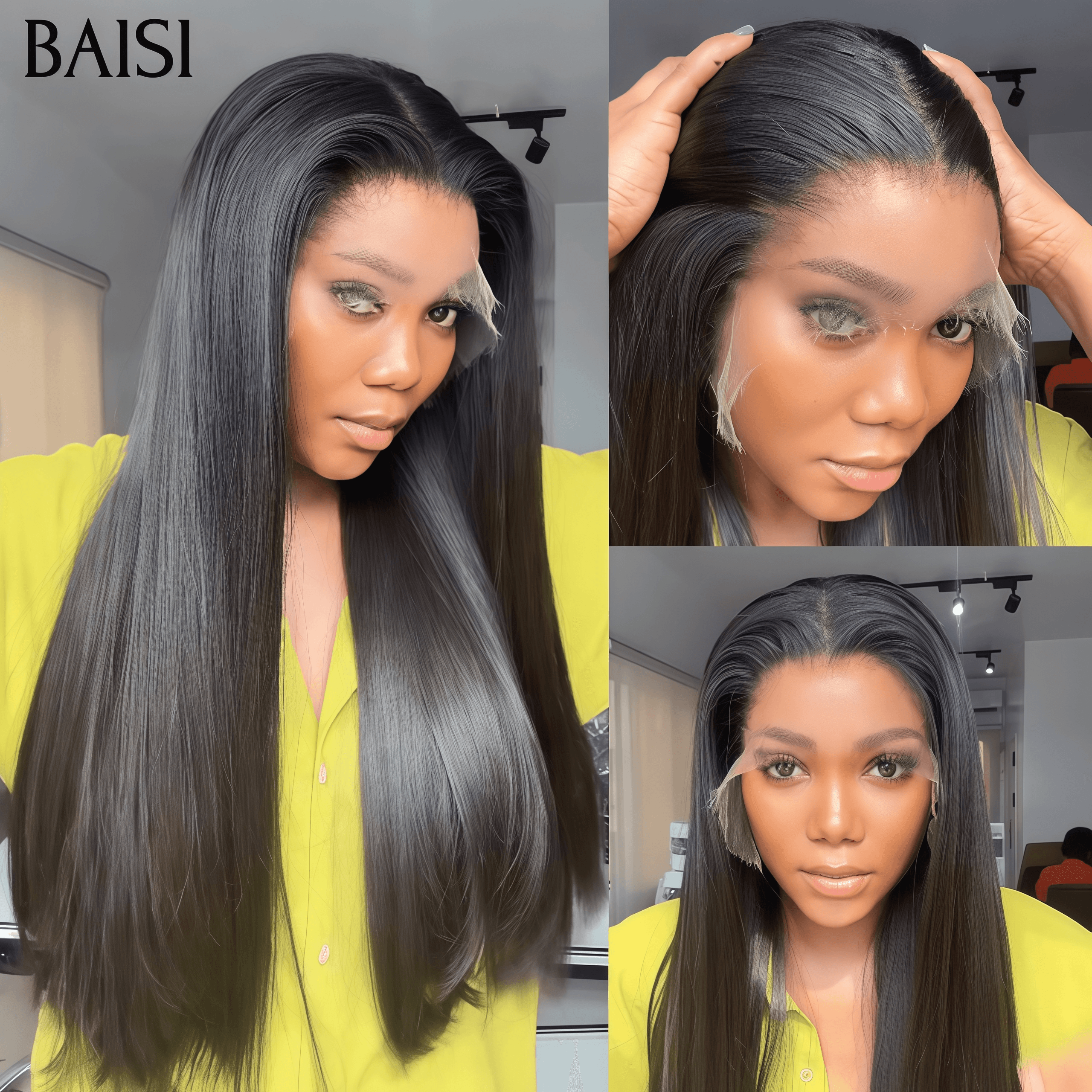 BAISI 100% SDD Vietnam Hair 13X4 Lace Noir Lisse 300% densité plus de 20 ans d' utilisations