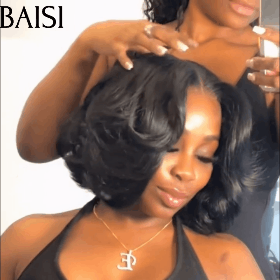 BAISI Lote de 2 perucas 145€ em cabelo humano de boa qualidade a preço muito acessível, encaracoladas + corte chinês liso