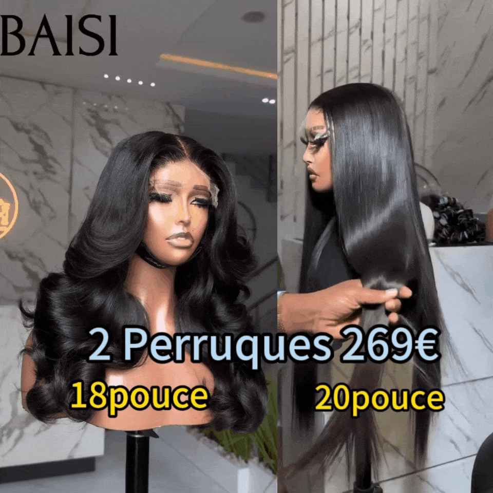 BAISI Lot de la 2perruque vente en gros 2 perruques Body wave 18 Pouces plus Lisse 20 Pouces 269 euro code : FR38