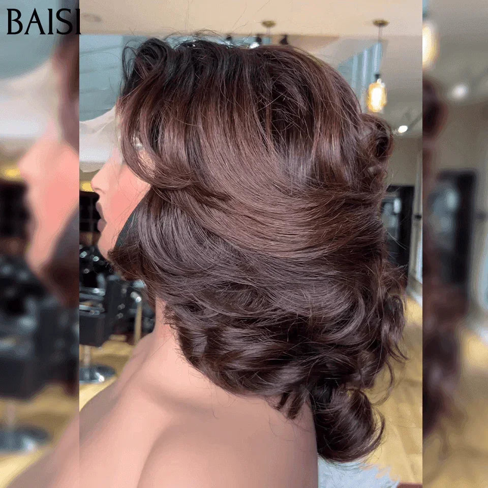 BAISI vendita flash 3 parrucche 239€ 2X6 lace Liscio NERO e 2X6 lace Arancione mix e riccio boucle wave 12 Pollici in 100% capelli umani veri