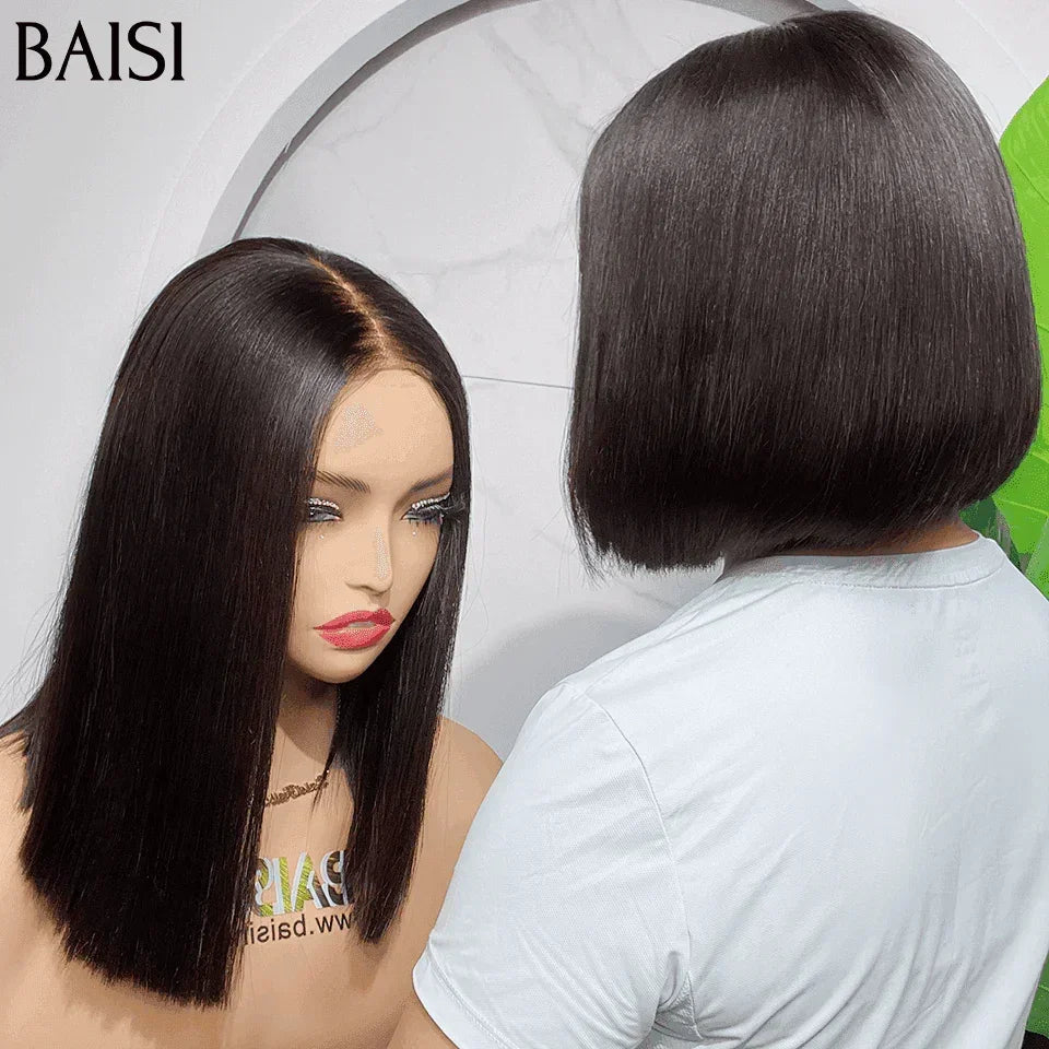 BAISI 2X6 lace 2 bobs 8 pouce et 12 pouce en 100% vrais cheveux humains