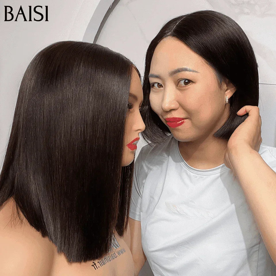 BAISI 2X6 lace 2 bobs 8 pouce et 12 pouce en 100% vrais cheveux humains