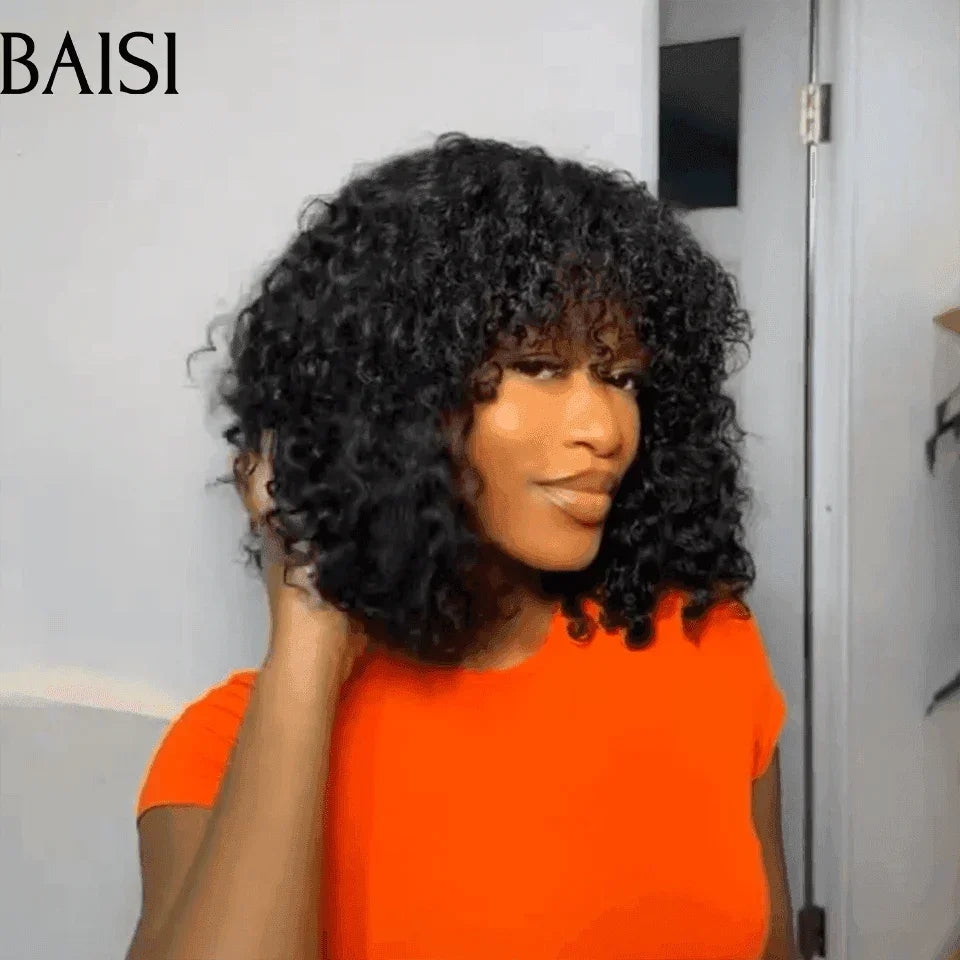 BAISI  vente flash 2 perruques en 100% vrais cheveux humains 135 euro 2X6 lace lisse et frange 12pouces code：FR20