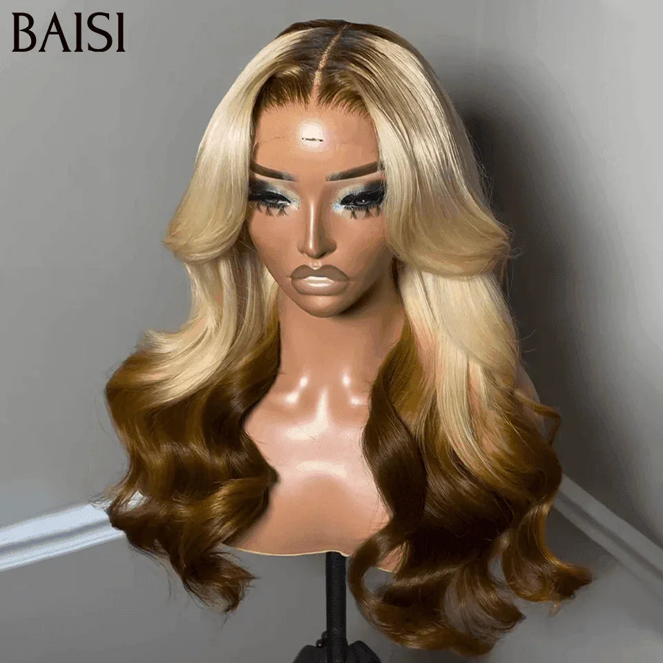 BAISI  13x4 Frontal Perruque 16 Pouces BOUCLES Body wave en couleur personnalisées 200% densité  en 100% Raw Hair