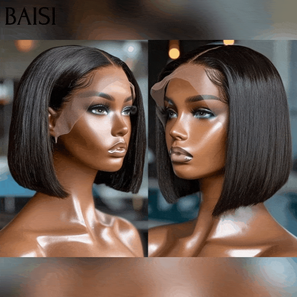 BAISI Perruques en France TVA 0€ Livraison gratuite 2-3 jours en Europe Lisse Straight Bob 12 Pouces raw hair 68€En 100% Cheveux Humains B