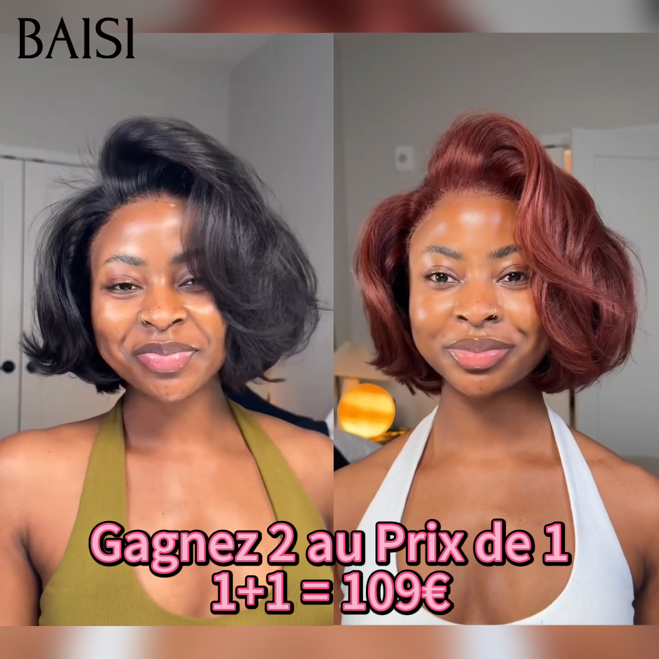 BAISI Gagnez 2 au Prix de 1 = 109€ 13x4 lace frontal lisse en noir et couleur en 100% Cheveux Humains