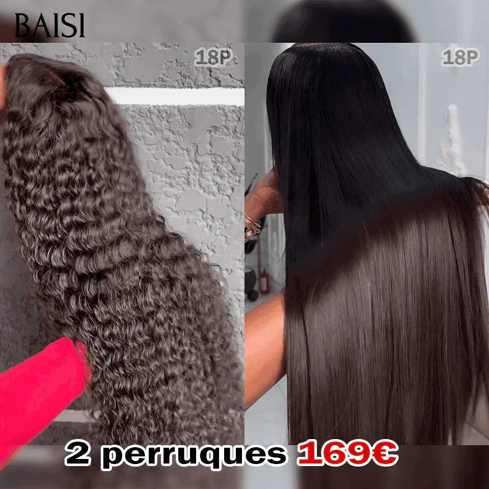 BAISI Conjunto de 3 perucas 4X4 lace 18 polegadas, liso, cacheado e body wave em 100% cabelo humano verdadeiro 199 euro FR38