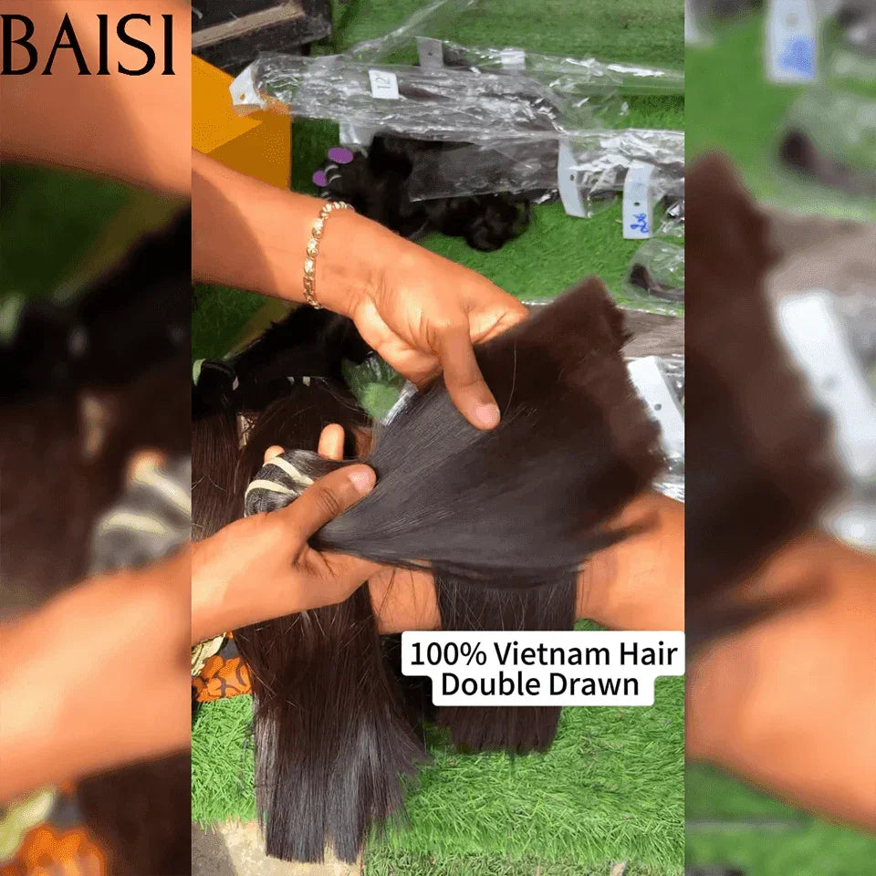 BAISI 15A Grado 3 Palle di Capelli Vergini Tesse 100% Vietename Capelli Doppio Disegnato Fumi Gancio per Capelli Lisci Lisci