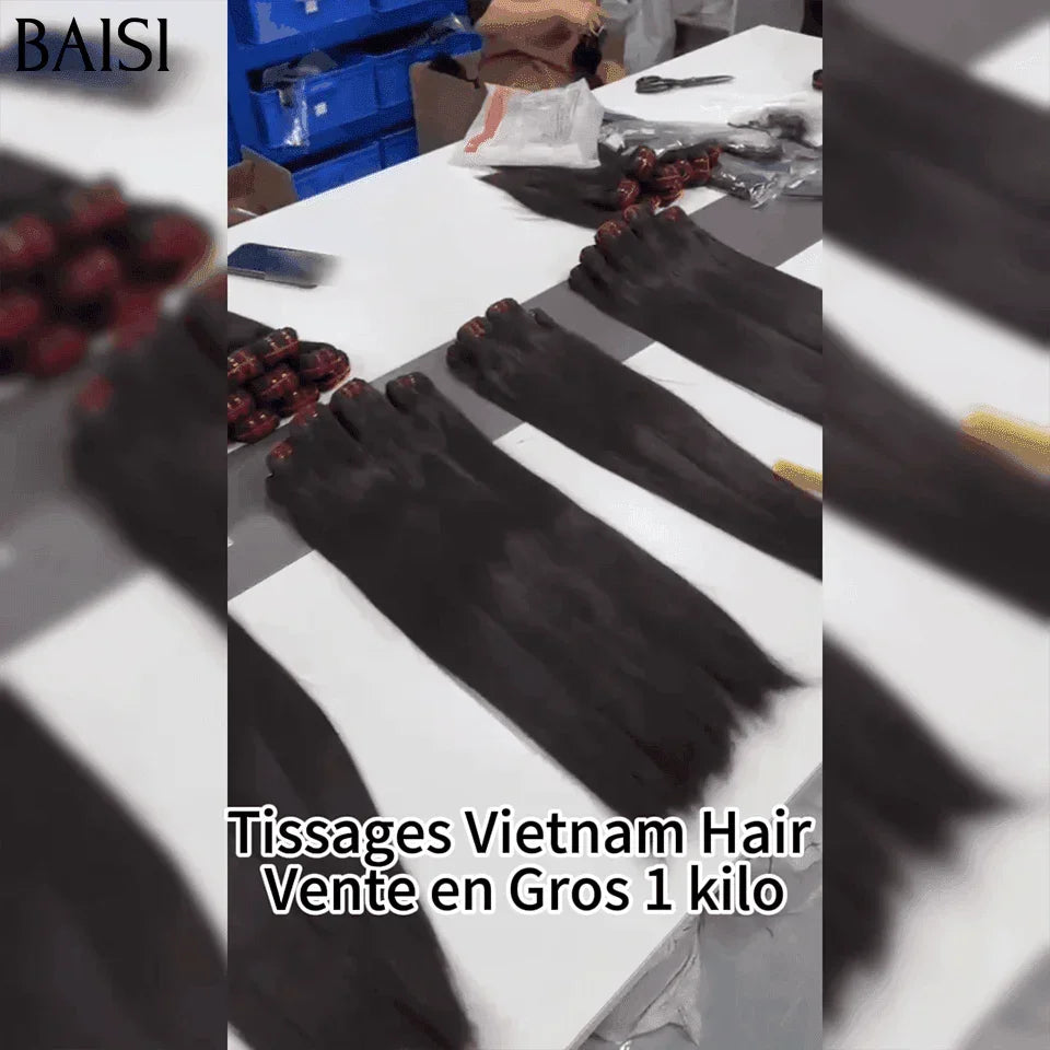 BAISI Prix en gros et détail 20AAA Grade 10 Boules de Luxe Haute Qualité Tissages Vietnam Hair Double Drawn Cheveux Vierges Lisse Straight Moitié Prix en 100% Cheveux Humains MP50