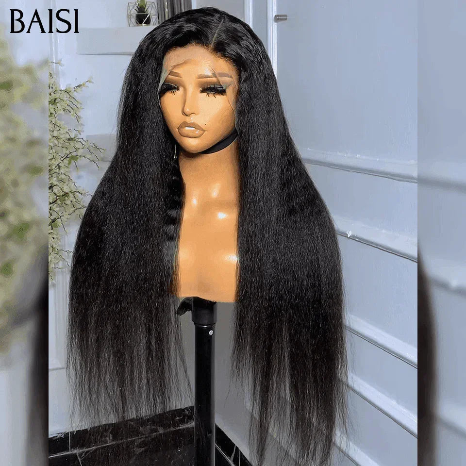 BAISI 12A 13x4 Frontal Lace Perruque Frisée Kinky Straight En 100% Cheveux Humains