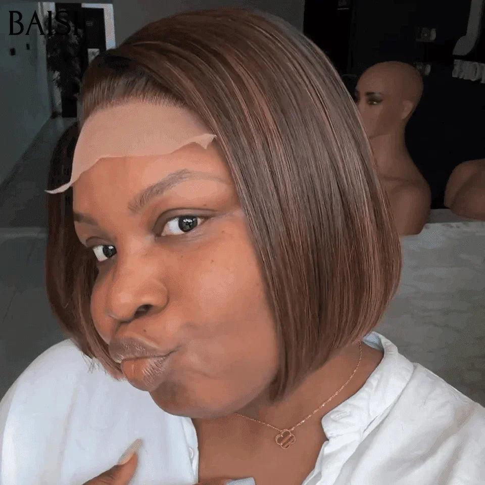 BAISI 4X4 Pixie Egg Curls Wig 10 Inches Side Parting 1B# €69 in 100% Human Hair FR38